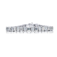 Platinum Emerald-Cut and Oval Diamond Bracelet