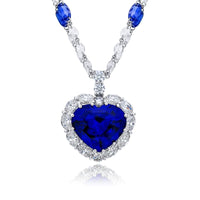 Platinum Heart-Shaped Royal Blue Sri Lankan Sapphire Certified Pendant