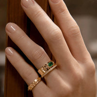 Azlee 18K Yellow Gold Staircase 3 Tier Ring