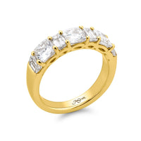 18K Yellow Gold Alternating Cushion and Emerald Cut Diamond Band