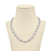 Platinum Pear-Shaped Oval and Round Diamond Floral Necklace