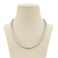 Platinum Straight Baguette and Round Diamond Necklace