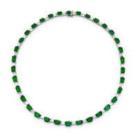 Platinum Emerald-Cut Emerald and Diamond Certified Necklace