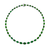 Platinum Oval Emerald and Diamond Certified Necklace
