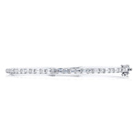 18K White Gold Emerald-Cut and Round Diamond Bangle Bracelet
