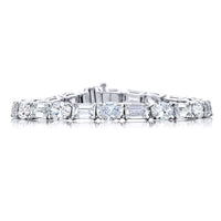 Platinum Emerald-cut and Oval Certified Diamond Bracelet