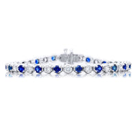 Platinum Round Sapphire and Diamond Bracelet