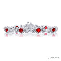 Platinum Round Ruby and Diamond Bracelet
