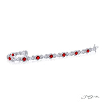 Platinum Round Ruby and Diamond Bracelet