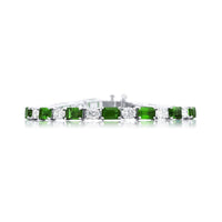 Platinum Emerald-Cut Emerald and Diamond Bracelet