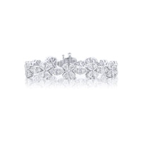 Platinum Pear-Shaped Oval and Round Diamond Floral Bracelet