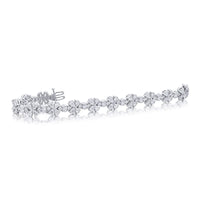 Platinum Pear-Shaped Oval and Round Diamond Floral Bracelet