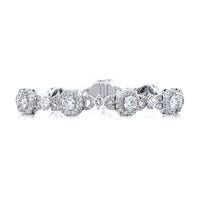 Platinum Radiant-Cut and Round Diamond Bracelet