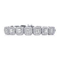 Platinum Square Emerald-Cut Diamond Micro Pave Bracelet
