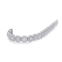 Platinum Square Emerald-Cut Diamond Micro Pave Bracelet