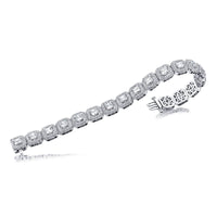 Platinum Square Emerald-Cut Diamond Micro Pave Bracelet