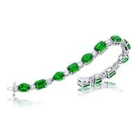 Platinum Emerald-Cut Pear-Shaped Oval and Cushion-Cut Emerald Bracelet