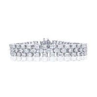 Platinum Emerald-Cut and Oval Diamond Three-Row Bracelet