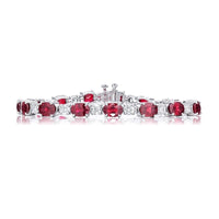 Platinum Oval Ruby and Diamond Bracelet