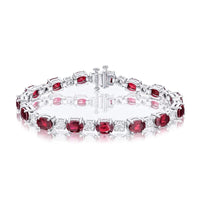Platinum Oval Ruby and Diamond Bracelet