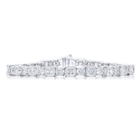Platinum Cushion-Cut and Round Diamond Bracelet