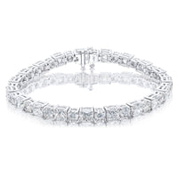 Platinum Cushion-Cut and Round Diamond Bracelet