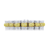 Platinum and 18K Yellow Gold Round Fancy Yellow Diamond Bracelet