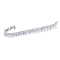 Platinum Square Emerald-Cut and Radiant-Cut Diamond Two-Row Bracelet