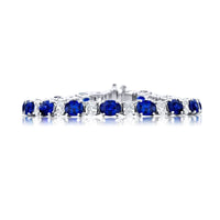 Platinum Oval Sapphire and Diamond Bracelet