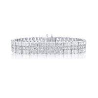 Platinum Radiant-Cut Three-Row Diamond Bracelet