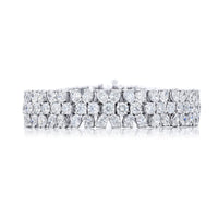 Platinum Oval and Round Three-Row Diamond Bracelet