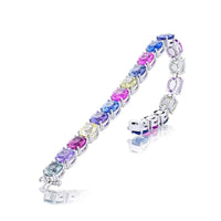 Platinum Oval No-Heat Multi-Colored Sapphire Certified Bracelet