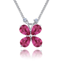 Platinum Pear-Shaped Pink Sapphire and Round Diamond Certified Butterfly Pendant