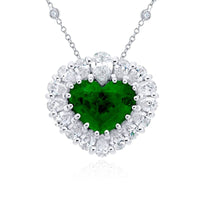 Platinum Heart-Shaped Emerald and Diamond Certified Pendant