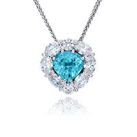 Platinum Heart-Shaped Paraiba Certified Pendant
