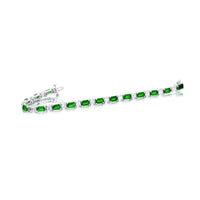 Platinum Emerald-Cut Emerald and Diamond Bracelet