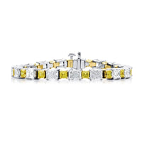 Platinum and 18K Yellow Gold Radiant-Cut Fancy Yellow Diamond Bracelet