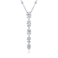 Platinum Oval Diamond Drop Pendant