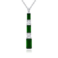 Platinum Emerald-Cut Emerald and Diamond Certified Drop Pendant