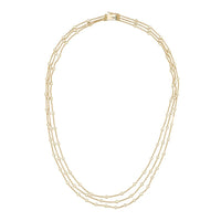 18K Yellow Gold Round Diamond Three-Row Bezel Necklace