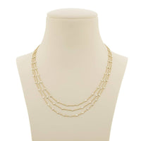 18K Yellow Gold Round Diamond Three-Row Bezel Necklace
