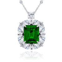Platinum Emerald-Cut Emerald Certified Pendant