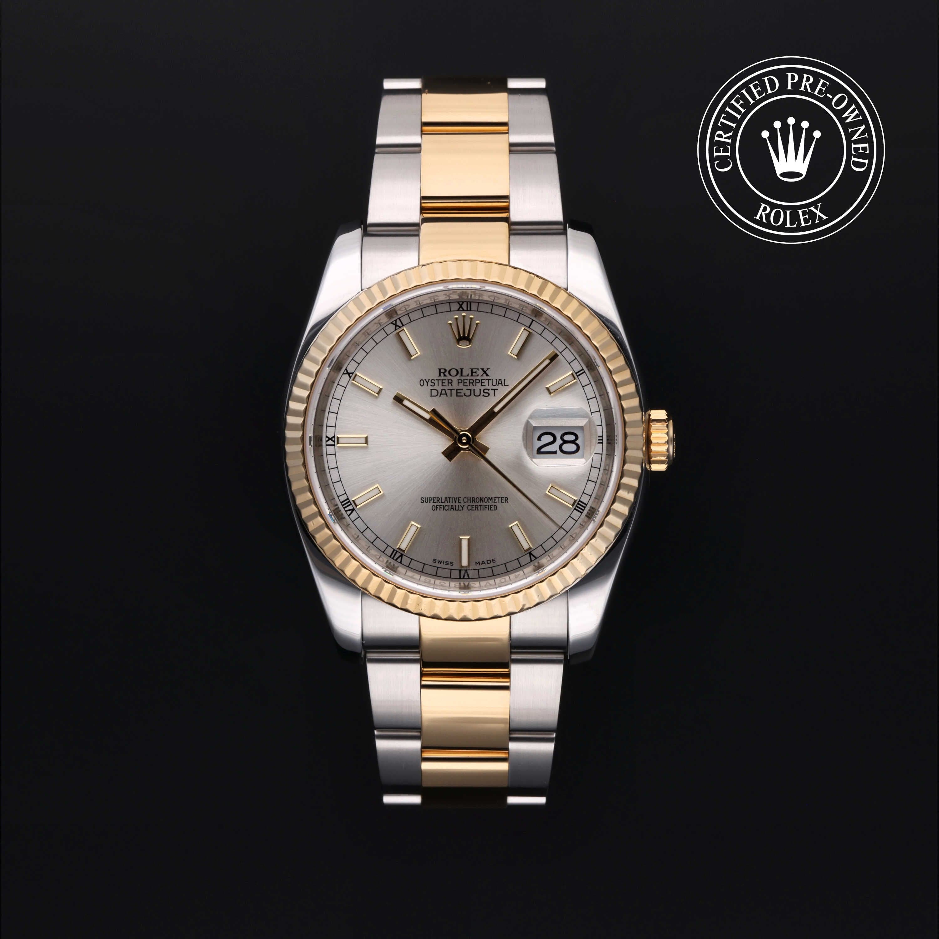Rolex Certified Pre-Owned Datejust in Oyster, 36 mm, Stainless steel and yellow gold watch