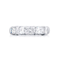 Platinum 5 Stone Radiant Cut Diamond Shared Prong Band