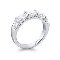 Platinum 5 Stone Radiant Cut Diamond Shared Prong Band