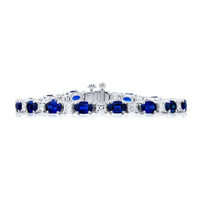 Platinum Oval Sapphire and Diamond Bracelet