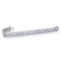 Platinum Oval and Radiant-Cut Three Row Bracelet