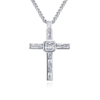 Platinum Radiant-Cut Diamond Bezel Set Cross Pendant