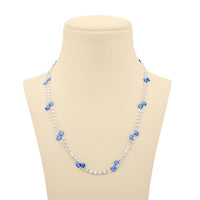 Platinum Round Sapphire and Rose-Cut Diamond Necklace