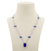Platinum Emerald-Cut Sapphire Certified Pendant